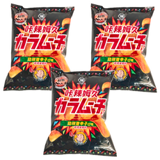 KOIKEYA 湖池屋 咔辣姆久 平切洋芋片 勁辣唐辛子, 口感香薄輕脆，刺激味蕾, 102g, 3包