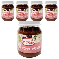 babybio 生機果泥 蘋果黑棗, 130g, 5罐