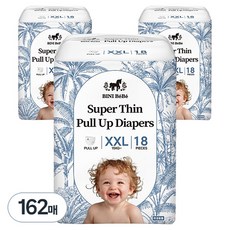 비니베베 슈퍼씬 프리미엄 유아용 팬티형 기저귀, 점보형(2XL), 162매