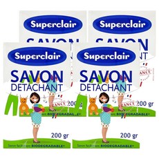 Superclair 衣物去漬皂, 法國原裝進口, 添加小蘇打, 有效去汙, 200g, 4個