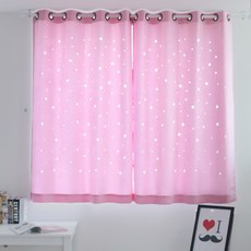 蝴蝶觸感 星星打孔窗簾 小窗用 穿環式, 粉紅色