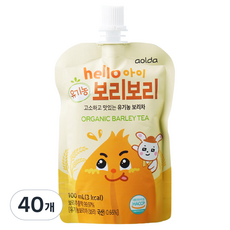 아올다 hello 아이 유기농 보리보리 보리차, 100ml, 40개