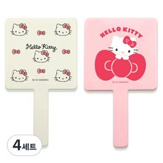뷰티홈 산리오 헬로키티 미니 손거울 2종 세트, 연핑크(미니), 아이보리(패턴 미니), 4세트