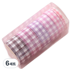 해피제이 다꾸 벽꾸미기 파스텔 체크 마스킹테이프 6종 세트, 체크믹스, 6세트