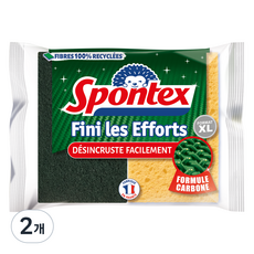 스폰텍스 FINI LES EFFORTS 이지 클린 피니시 스크럽 스펀지, 2개, 2개입