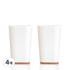 MONOFLAT 竹製隨行杯, 白色 + 木質, 4個