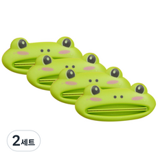 Block Mart 浴室牙膏擠壓器 4入, 綠色青蛙, 2套