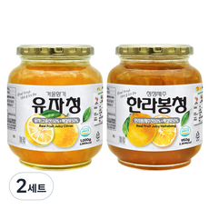 견과공장 겨울향기 프리미엄 햇과일청 2종 세트 유자청 1kg + 한라봉청 950g, 2세트