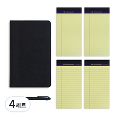 스탠다드 패드폴리오 Mini + 리갈패드 Mini 세트 랜덤 색상 50매 4권 묶음 + 3색볼펜, 블랙, 4세트
