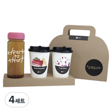 1AM 쥬뗌므 프리미엄 크라프트 Heart to H 보틀 블랜딩차세트 분홍뚜껑, 크라프트 패키지 + 티백세트(테이크아웃잔 2p + 루비 캐모마일 3p + 트리플 베리 3p) + Heart to H 보틀 스티커 + 분홍뚜껑 보틀 + 고맙습니다 패키지 스티커, 4세트