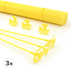 마켓감성 마카롱 풍선 홀더 핸드 스틱 42cm 100p, 노랑, 3개