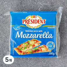 프레지덩 모짜렐라 피자치즈슬라이스, 16.6g, 12매, 5개