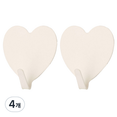 오브메종 하트 다용도 벽걸이 후크, 화이트, 4개