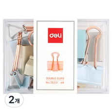 deLi 得力 強力固定文件整理夾 粉彩色長尾夾 25mm, 中, 2個, 12入