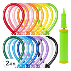 조이파티 260 레인보우 풍선 100p + 손펌프 세트, 랜덤 발송 + 라임그린, 2세트