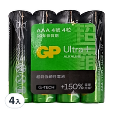 GP超特強鹼性4號電池-持久電力、防漏設計、適用多種設備, 4個, 4入