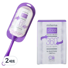 밀레마 피코 더스터 360 양면 흡착 먼지털이 퍼플 숏핸들 + 리필 13p 세트, 2세트