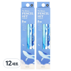 핑크풋 고래 연필 B 5종 x 2p 세트, 혼합색상, 12개