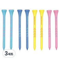 콜리스골프 컬러 롱롱 대나무 골프티 4종 x 2p 세트, 무지개, 3세트