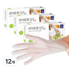 명진 라이트핏 TPE 위생장갑 백색 중 100p, 12개