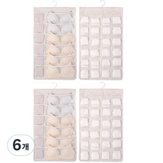 씨로이 옷걸이형 양면수납함 36칸 1세트, 베이지, 6개