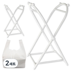파라디 다용도 미니 쓰레기봉투 거치대 화이트 2p + 샘플봉투 화이트 10p 세트, 2세트