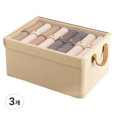 조인메이드 의류 보관 패브릭 박스, 아이보리, 3개