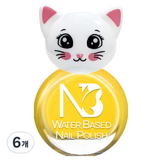 엔비베베 냥냥이 유아 매니큐어, 03 비비드옐로우, 6개