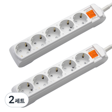 거성산업 지앤탭 멀티콘센트 접지 5구 2호 1.5m + 접지 5구 6호 6m 250V 16A + 안전커버 2p 랜덤 발송, 2세트