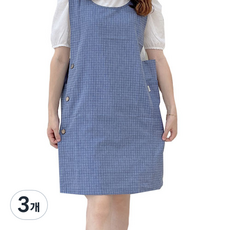 Deconine 基本款格紋圍裙, 藍色, 3個