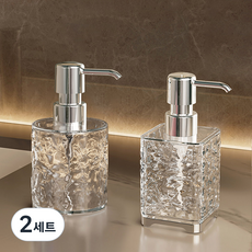 모나코올리브 샹드리에 디스펜서 원형 300ml + 사각 300ml 세트, 투명, 2세트