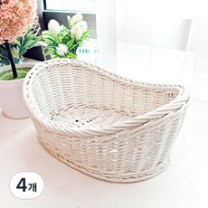 Rattan Shop 藤編橢圓形零食藤籃, 4個, 白色