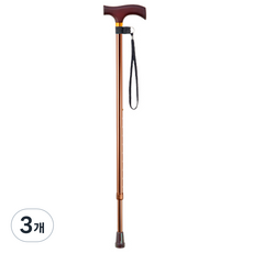 이치고이치에 컬러 빅핸드 조절식 지팡이 OT-014, 브라운, 3개