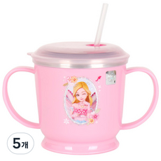 시크릿쥬쥬 흘림방지 스텐 양수 빨대컵 SJK-K0045, 250ml, 5개, 핑크