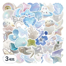 다다랜드 맥북 캐리어 꾸미기 감성 스티커 50p 세트, 큐티블루, 3세트