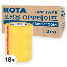 코타 포장용 박스테이프 투명 폭 45mm x 길이 100m, 18개