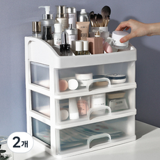 MG 抽屜型化妝品整理箱 MG-198, 白色, 2個, 3層