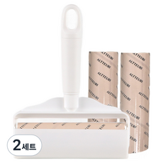 ALTTEURI 基本款手持強力除塵滾輪 + 收納盒 + 膠帶3入組 白色, 2套