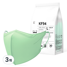 다나마스크 다나 오브 뷰티라인 새부리형 마스크 대형 KF94, 30개입, 3개, NO 8 르메르 민트