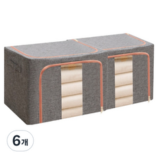 DEVOCO 大容量布料收納箱, 6個, 灰色