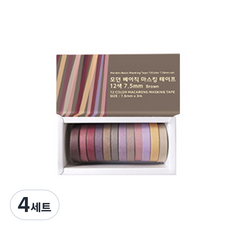 TUCO.B 摩登基本款紙膠帶 12色套組 7.5mm x 3m, 棕色版, 4套