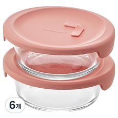 락앤락 바로한끼 내열유리 국용기 라이트핑크, 6개, 600ml