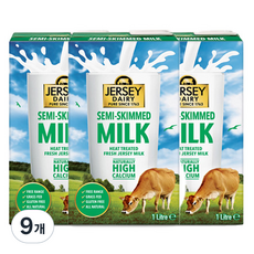 저지데어리 저지우유 1L, semi skimmed, 9개
