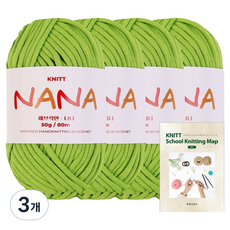 니뜨 나나뜨개실 50g x 4p + 니팅맵 mini 세트, 3개, 17 애플그린