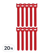 소소마켓 벨크로 케이블 정리 타이 고정 홀더, 레드, 20개