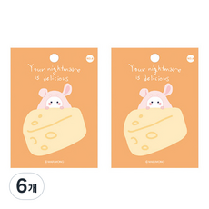 마리몽 플라잉 웨일즈 점착 메모패드, 친칠라, 40매, 6개