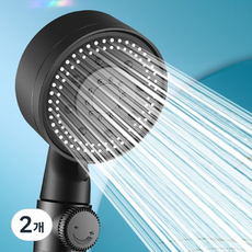 초강력 물줄기 5단계 터보 샤워기 1.5m, 블랙, 2개