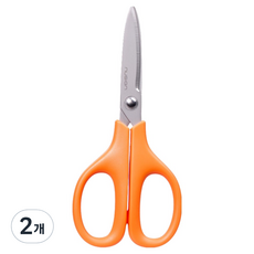 델리 누사인 휴대용 티타늄 코팅 사무용 커브가위, 오렌지, 2개