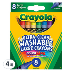 크레욜라 워셔블 크레용 울트라클린 라지, 4개, 8색