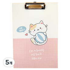 골드팡 다양한 캐릭터 클립보드 A4 고양이, 공놀이, 5개
